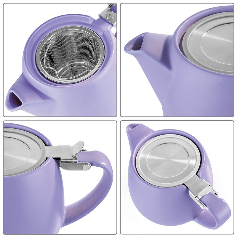 Tealyra - Pluto Porcelain Small Teapot Violet - 18.2-ounce (1-2 cups) - Matte Finish - Stainless Steel Lid and Extra-Fine Infuser To Brew Loose Leaf Tea - 540ml - Image 3